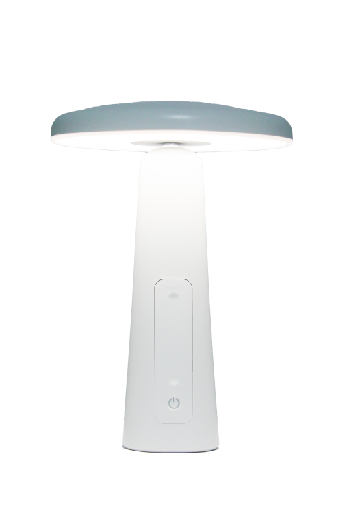 een transparante afbeelding van een minimale bureaulamp in het wit, verkocht door Vibrant LED Lights